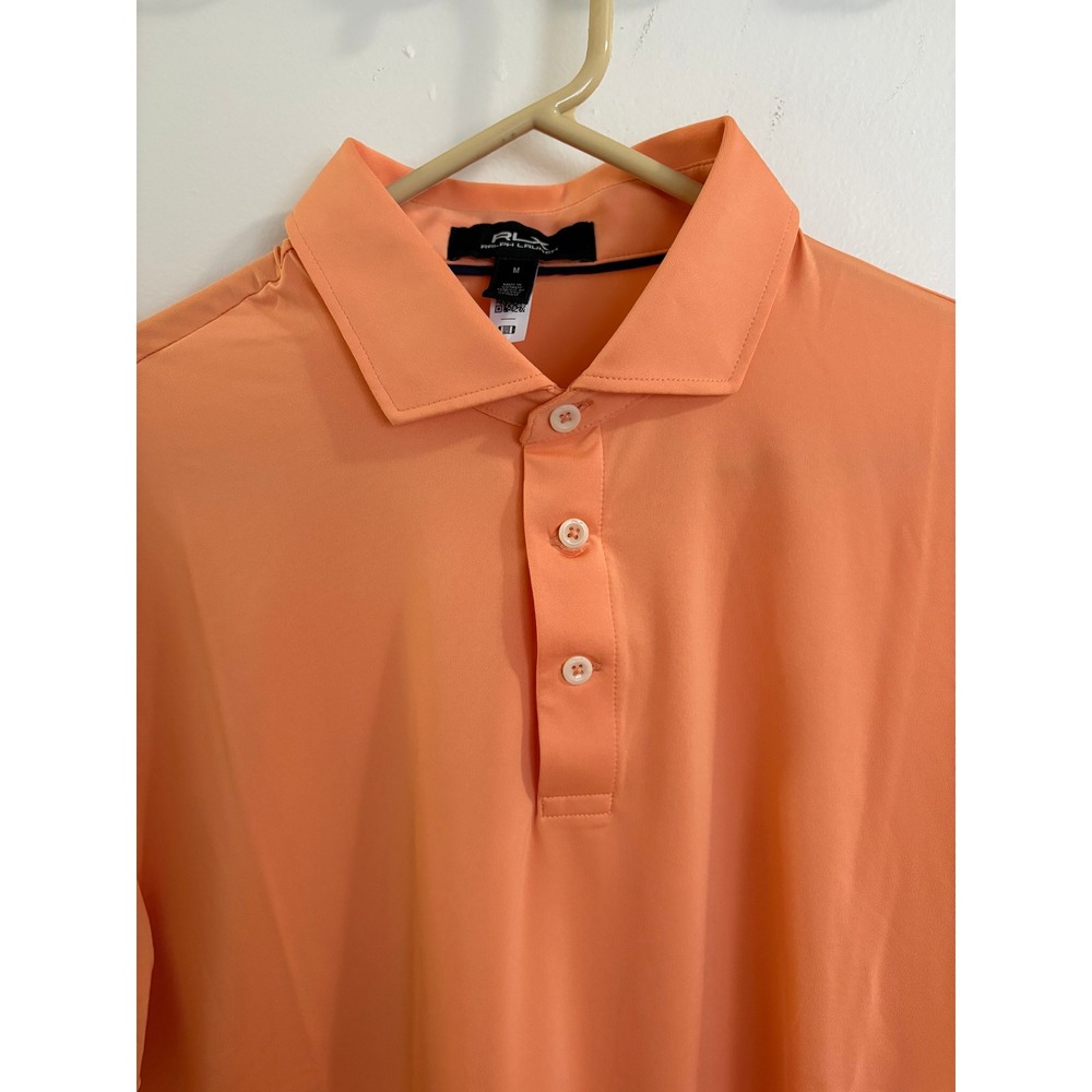 RLX Ralph Lauren Mens Medium Orange Performance Golf Polo Shirt Short Sleeve - Picture 3 of 9